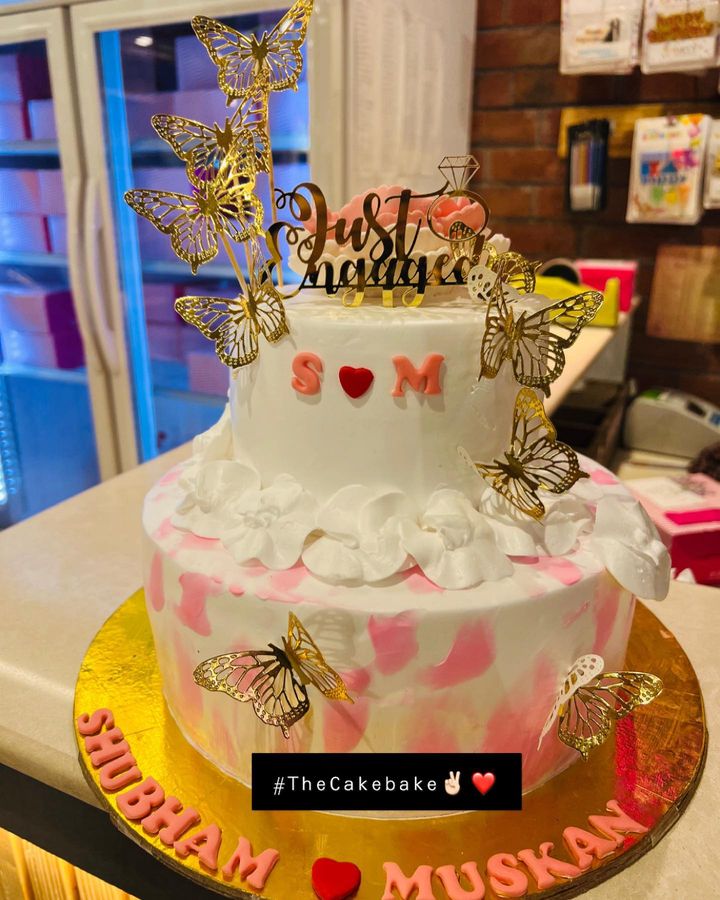 Butterfly Design Engagement Cake