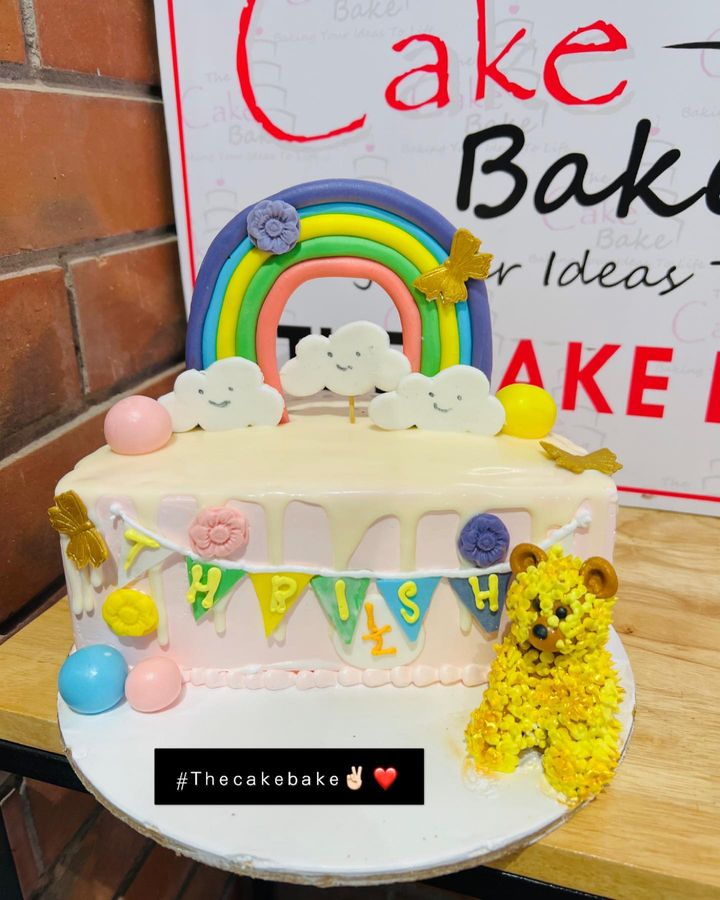 Cloud and Rainbow Theme Birthday Half Cake