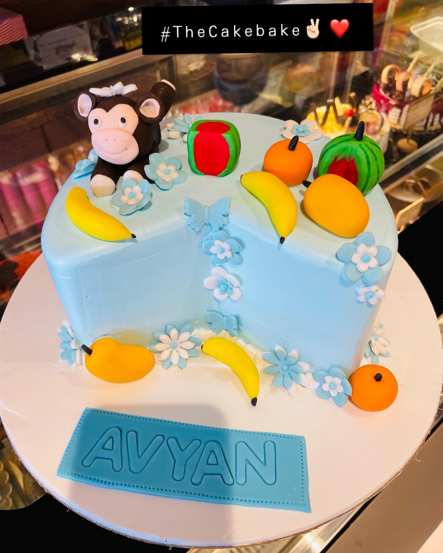 Half Birthday Cake with Fruits Theme