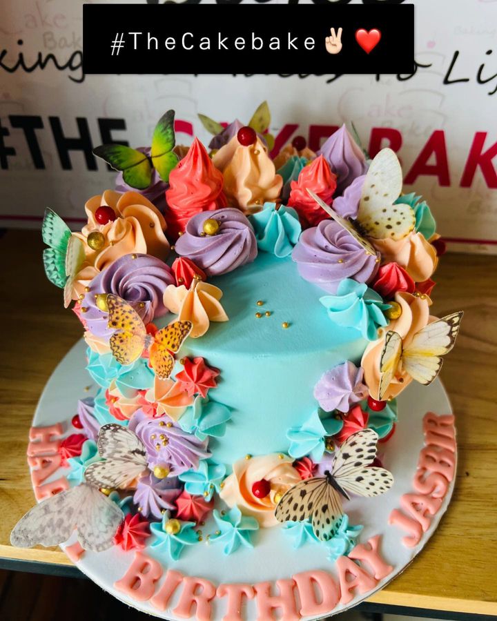 Flower & Butterfly Theme Cake