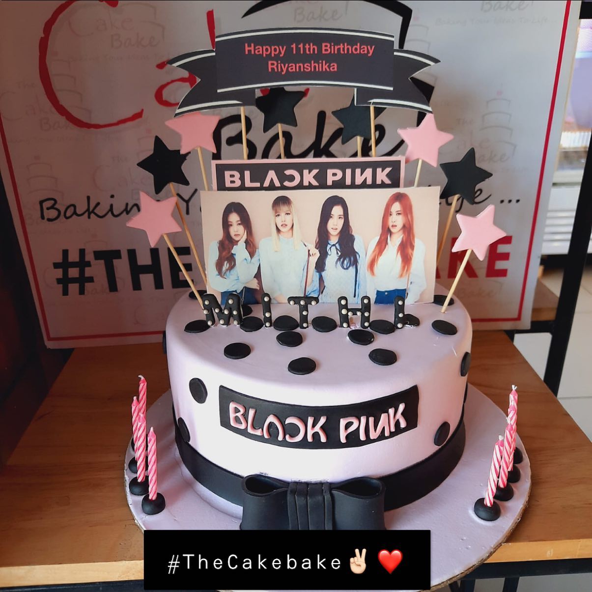 Black Pink Theme Cake