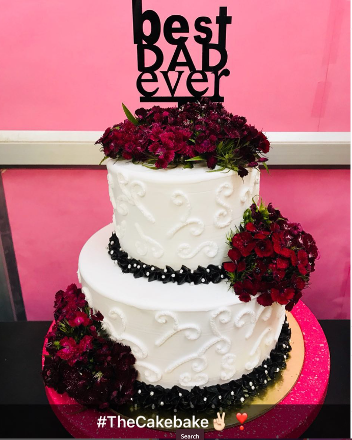 Cake For Best Dad with White and Black Theme