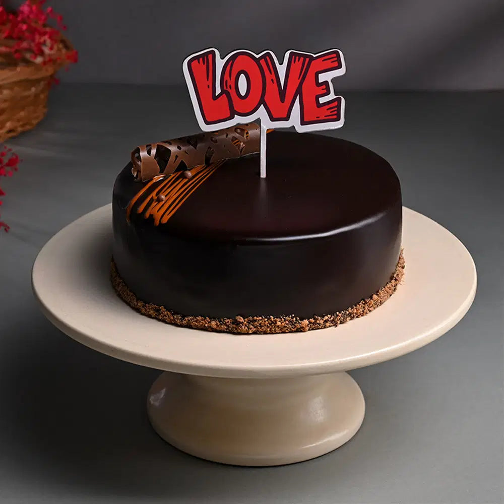 Chocolate Truffle Cake With Love Topper