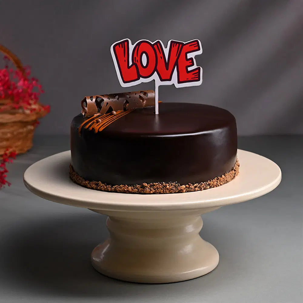 Chocolate Truffle Cake With Love Topper