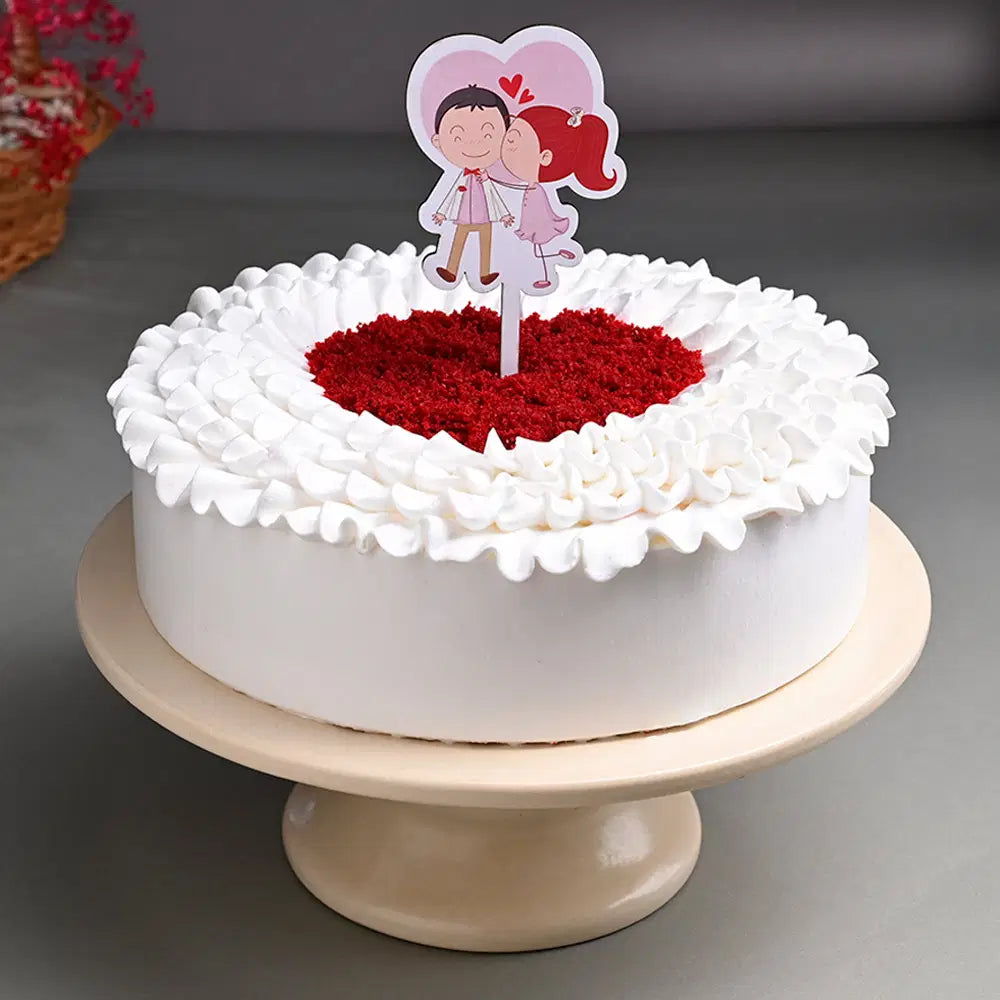 Red Velvet Cake With Couple Topper