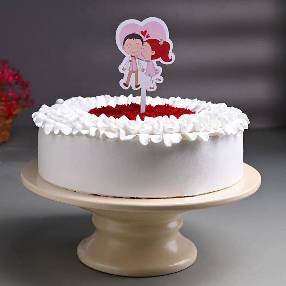 Red Velvet Cake With Couple Topper