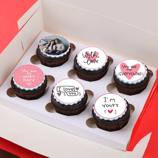 Set Of Six Scrumptious Crazy In Love Cupcakes